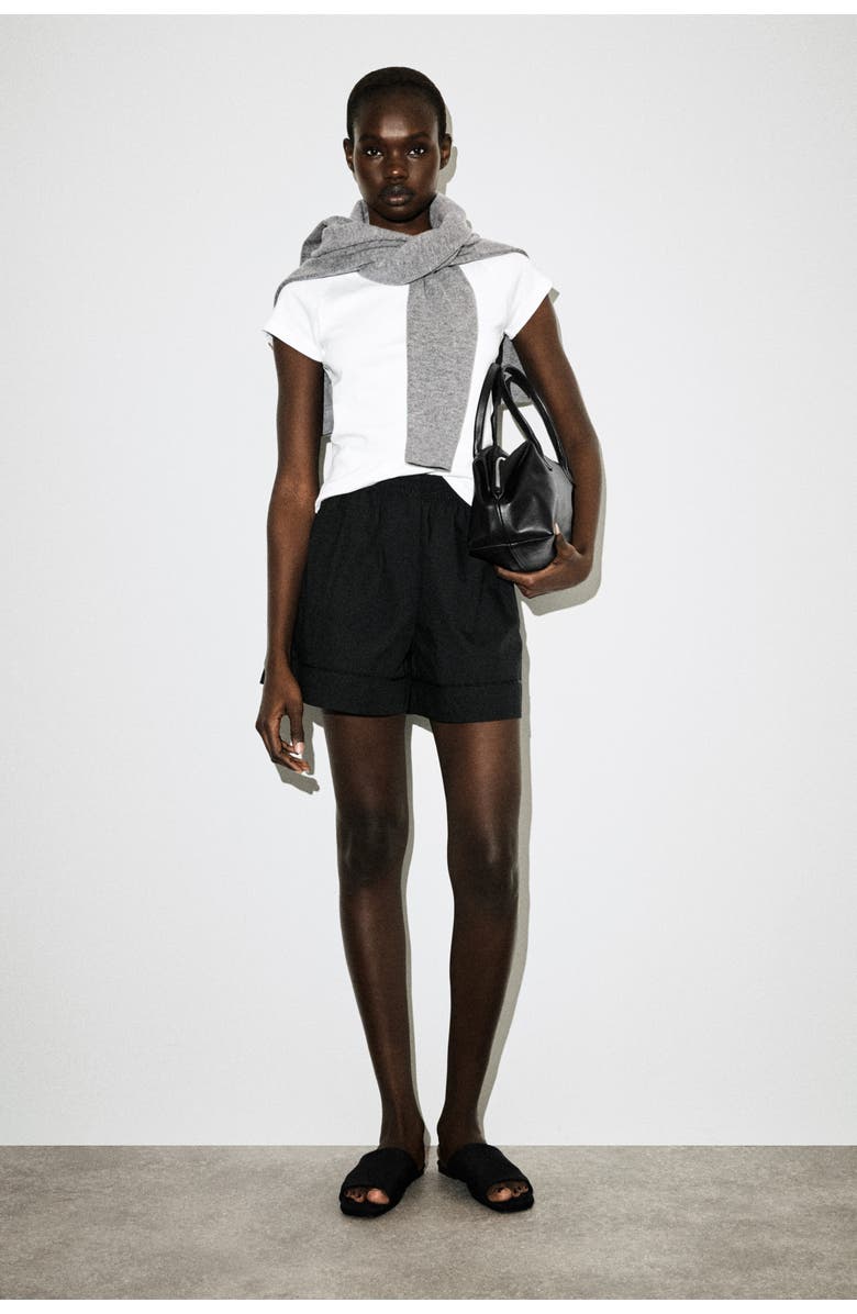 Elasticated Grosgrain-Detail Cotton Shorts