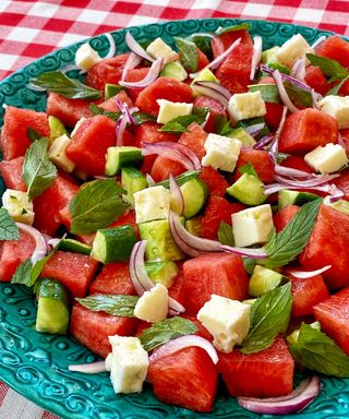 Fresh Watermelon Salad with Feta Cheese and Mint