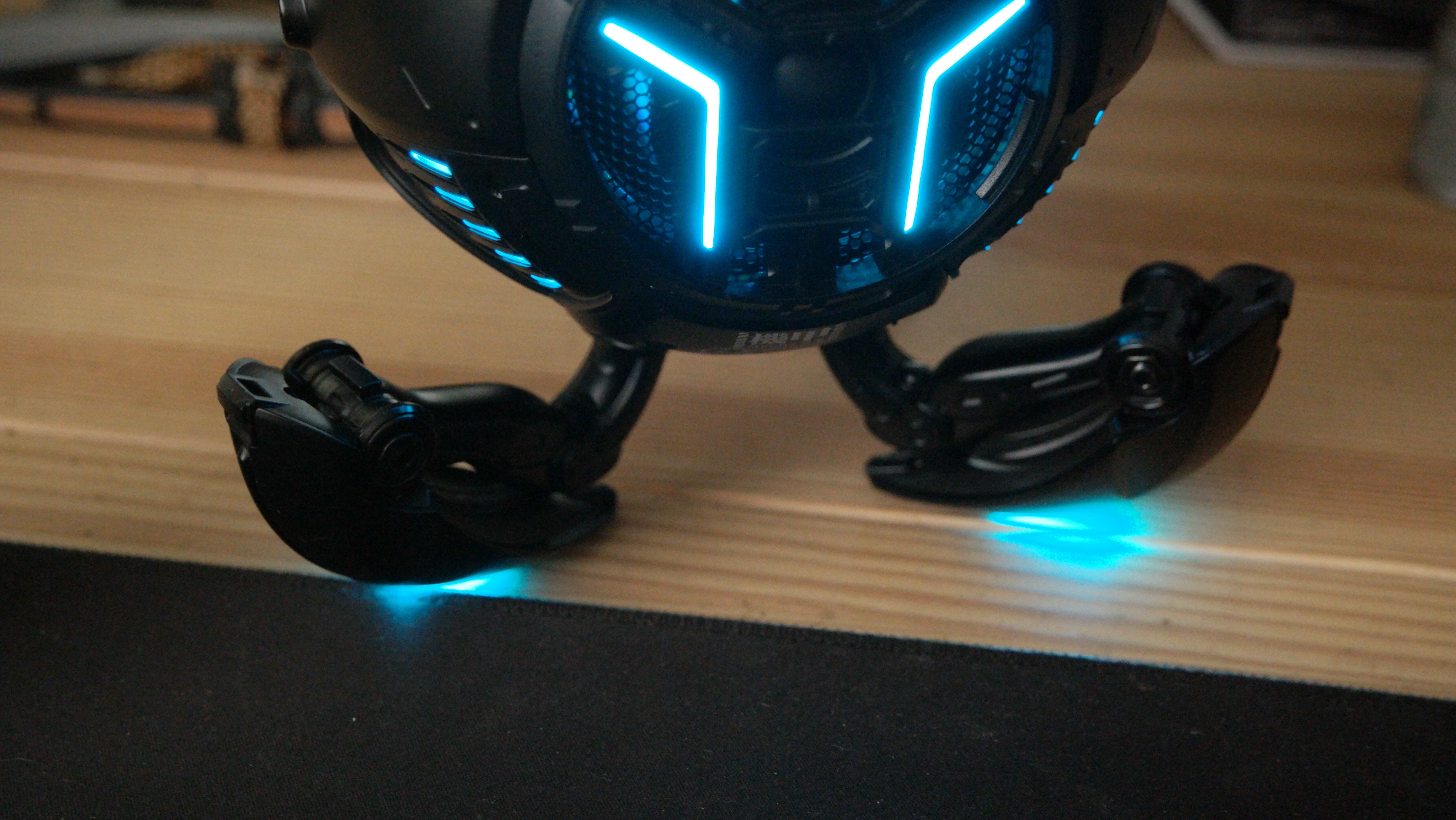 Gravastar Mars Pro V2 with its legs folded. and RGB lighting on
