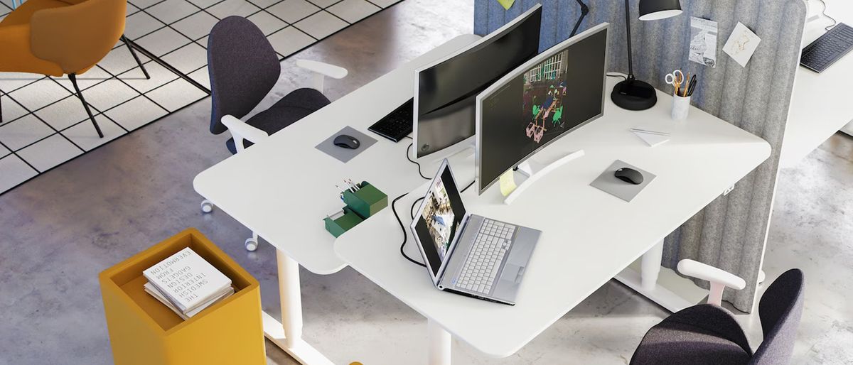 Ikea Bekant standing desk in office