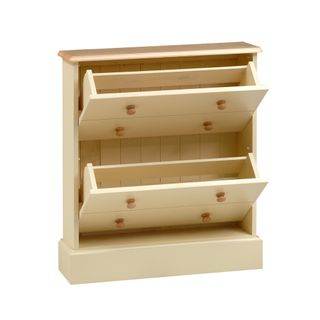 Winchester Painted Wooden Shoe Rack two fold down shoe storage compartments