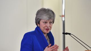 BRUSSELS, BELGIUM - APRIL 11: British Prime Minister Theresa May speaks at a news conference at the European Union Council headquarters April 11, 2019 in Brussels, Belgium. After May presented her case for a delay, EU leaders agreed tonight to extend the deadline for Britain's exit from the EU to October 31. (Photo by Leon Neal/Getty Images)