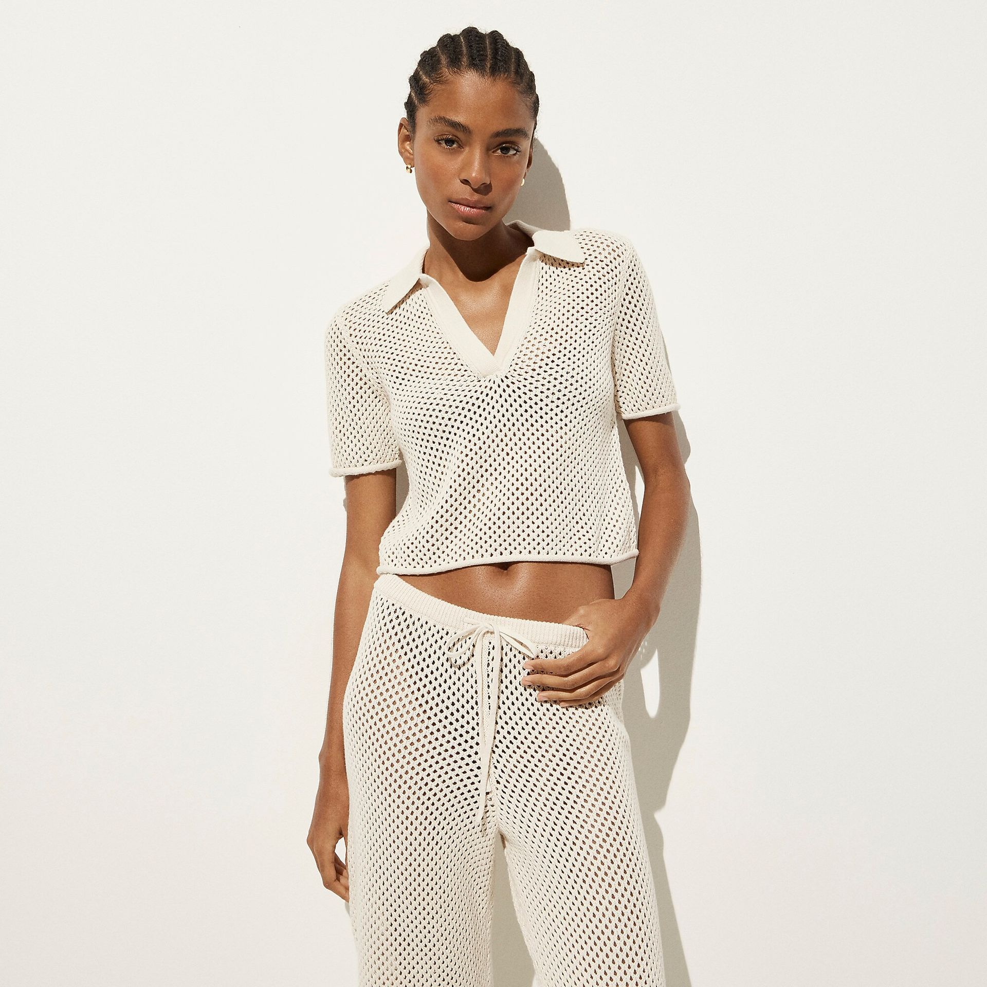 J.Crew, Crochet Beach Polo Shirt in Cotton