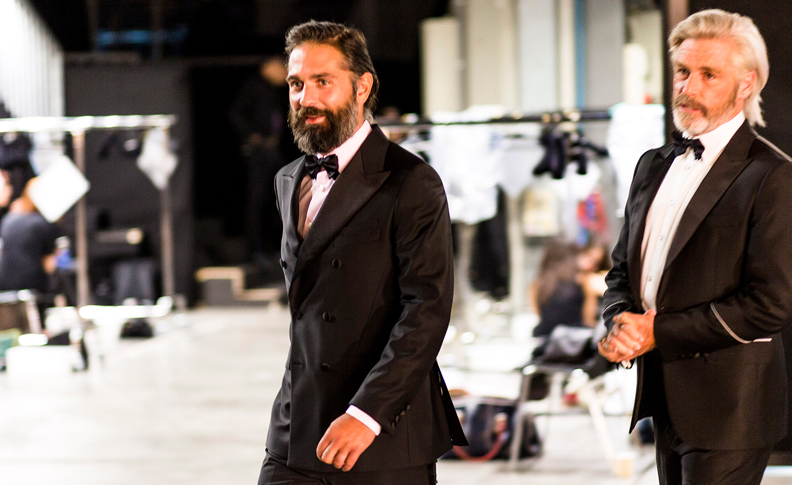 Models wearing black suits at Billionaire S/S 2018