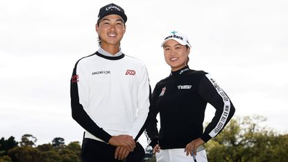 Minjee Lee and Min Woo Lee before the 2022 ISPS Handa Australian Open