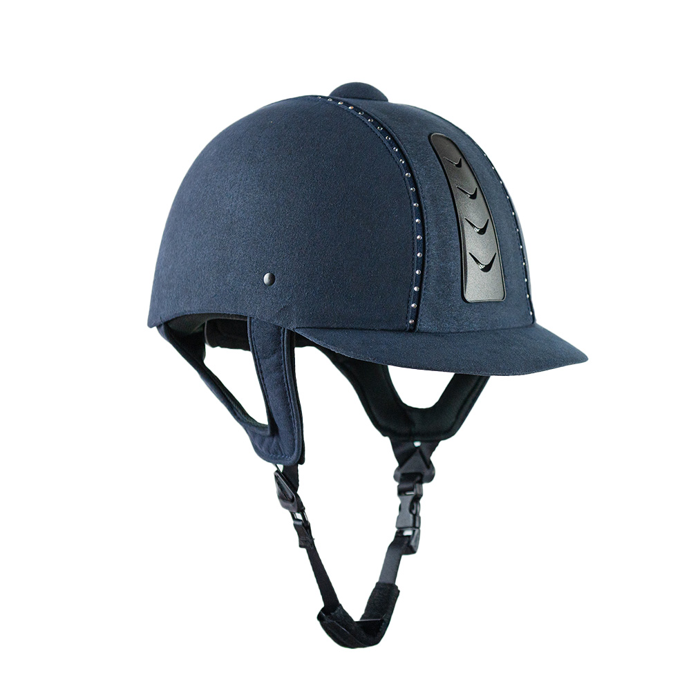Close up view showing the crystal detailing on the Rhinegold Aphrodite riding hat