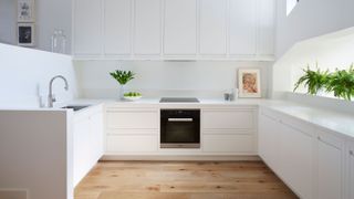 white u shaped kitchen