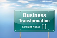 Business transformation road sign