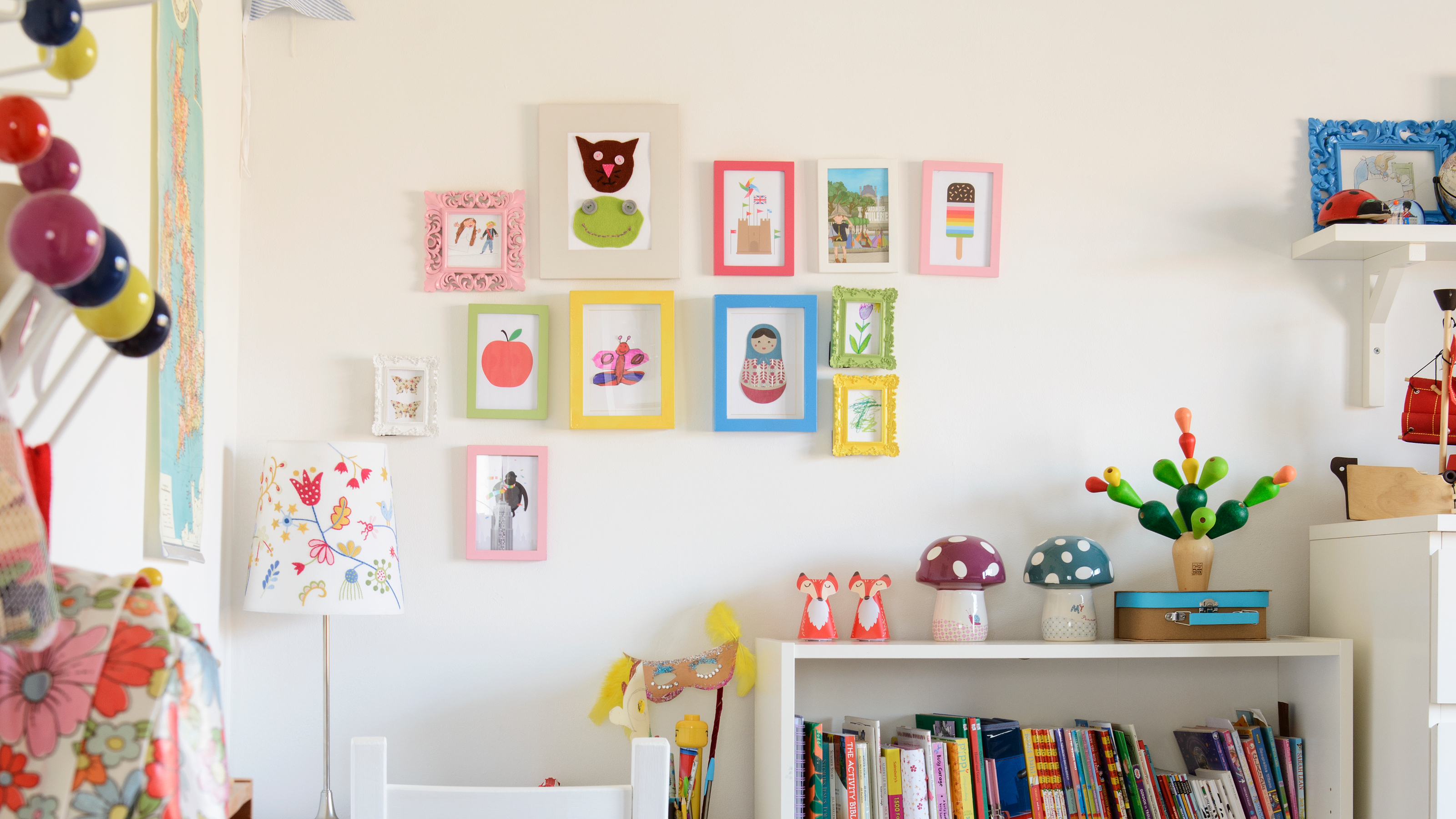 artwork on kids playroom wall