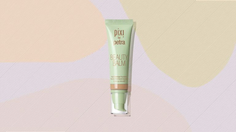 An image of Pixi Beauty Balm on a graphic background