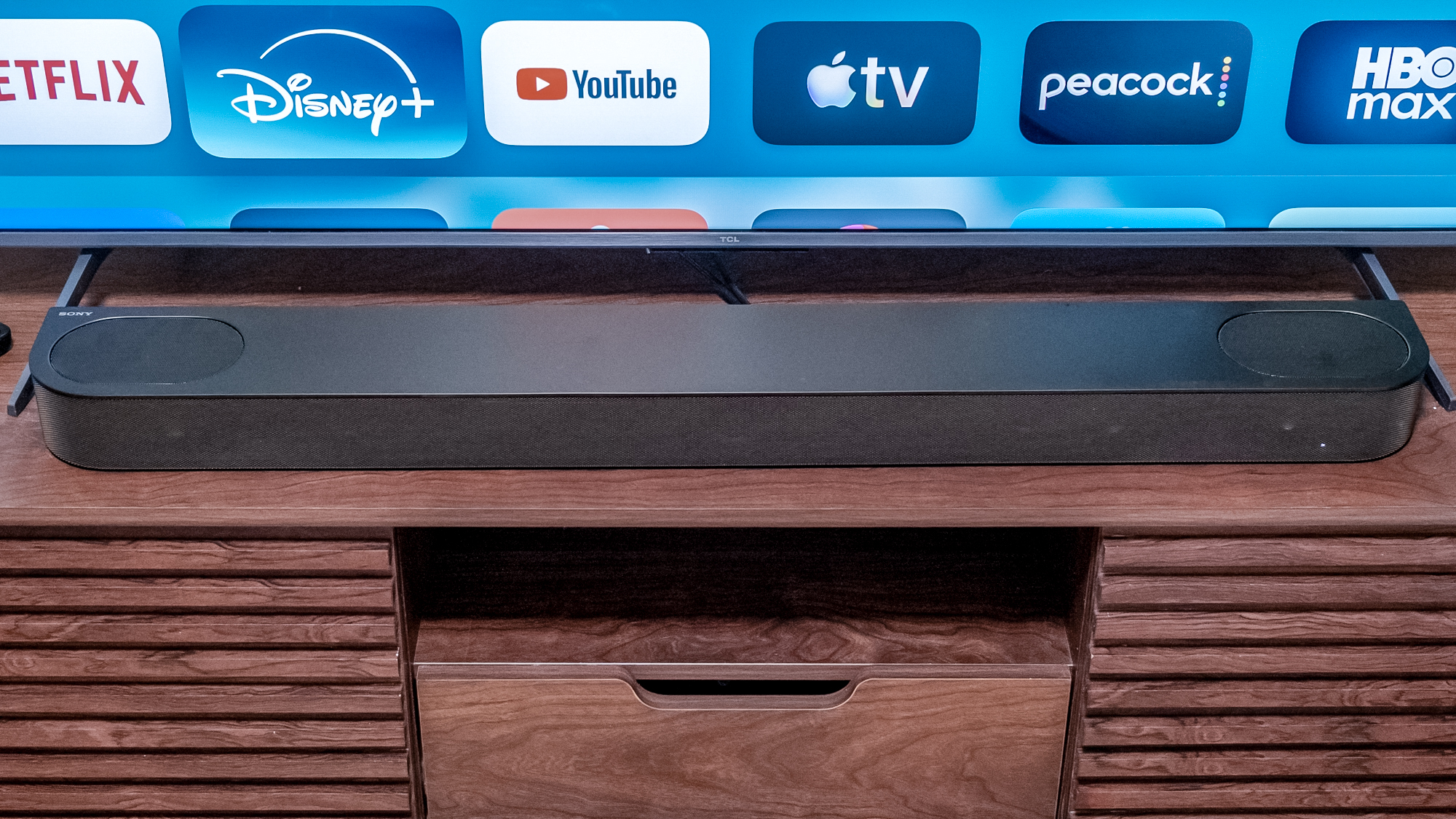 Sony Bravia Theatre Bar 6 on a TV stand