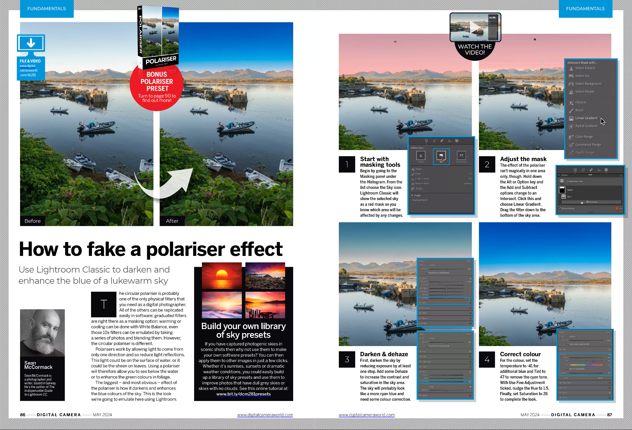 Fundamentals editing tutorial about making a polarising filter effect in Adobe Lightroom Classic in issue 281 (May 2024) of Digital Camera magazine