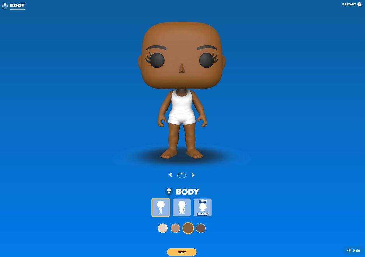 Screenshot of the Funko POP! Yourself creation process.