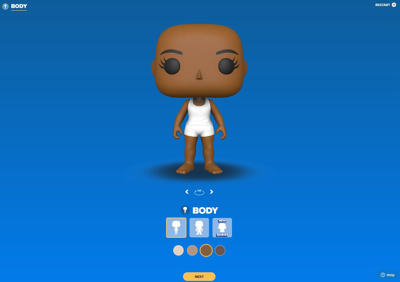 Screenshot of the Funko POP! Yourself creation process.