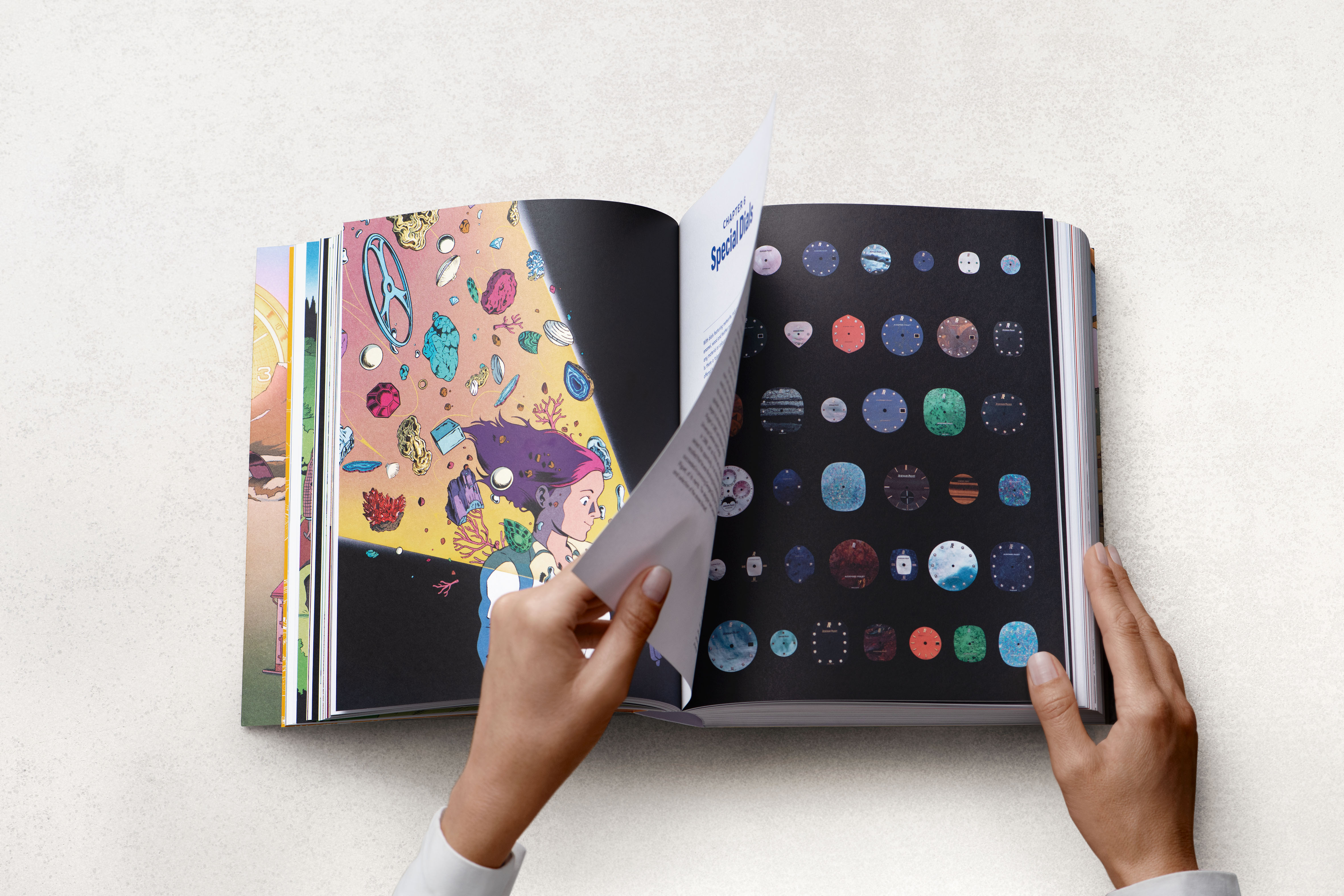 Open book about watches