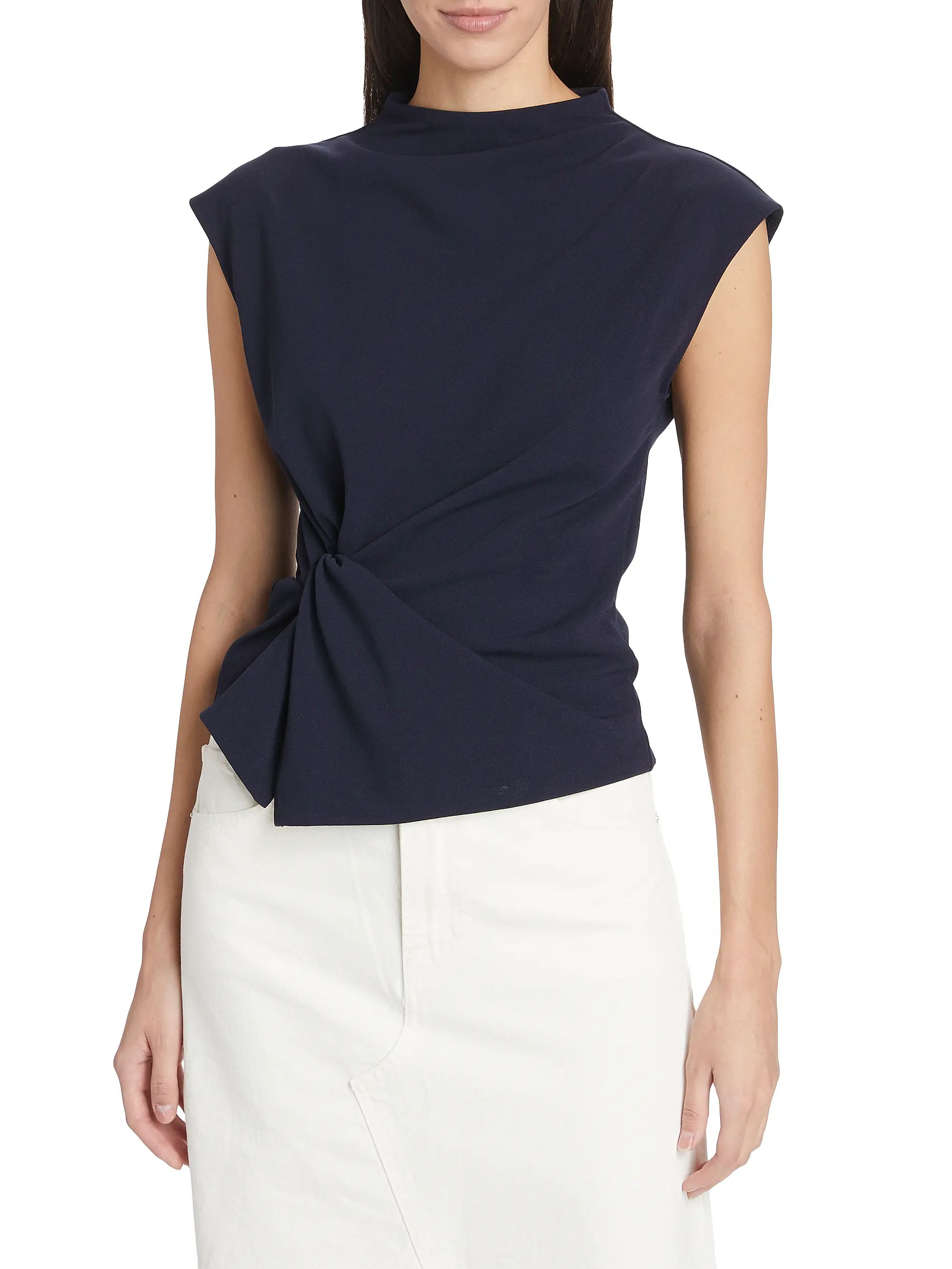 Robin Knot Cap-Sleeve Blouse