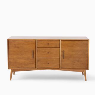 A wooden Mid-Century style 3 door side cabinet