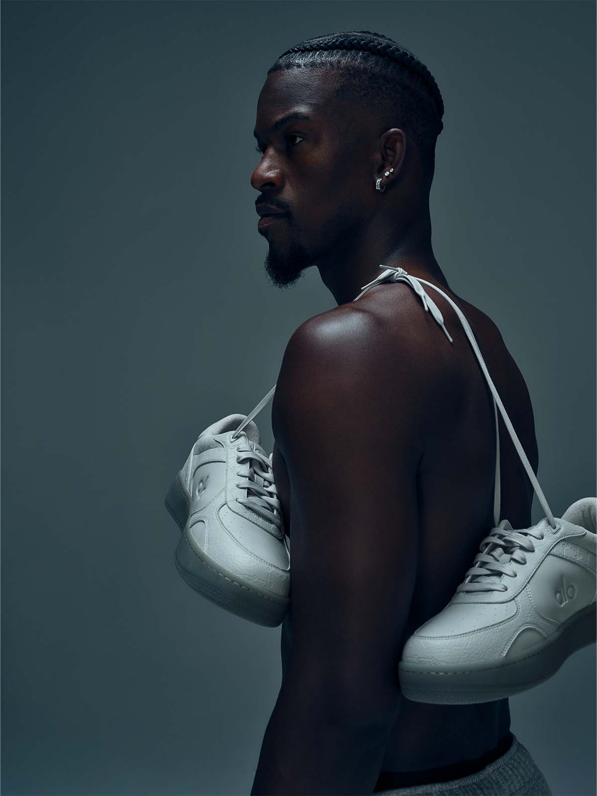 Jimmy Butler in a campaign for his new Recovery Mode sneakers with ALO.
