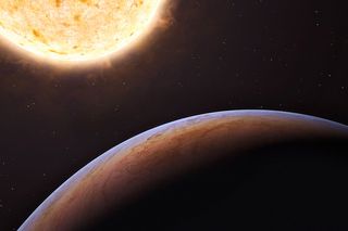 This artist’s impression shows HIP 13044b, an exoplanet orbiting a star that entered the Milky Way from another galaxy.