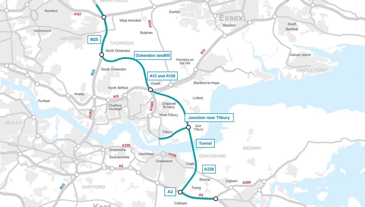 Lower Thames Crossing, Map, Motoerway