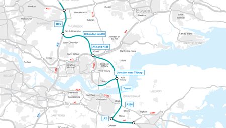 Lower Thames Crossing, Map, Motoerway