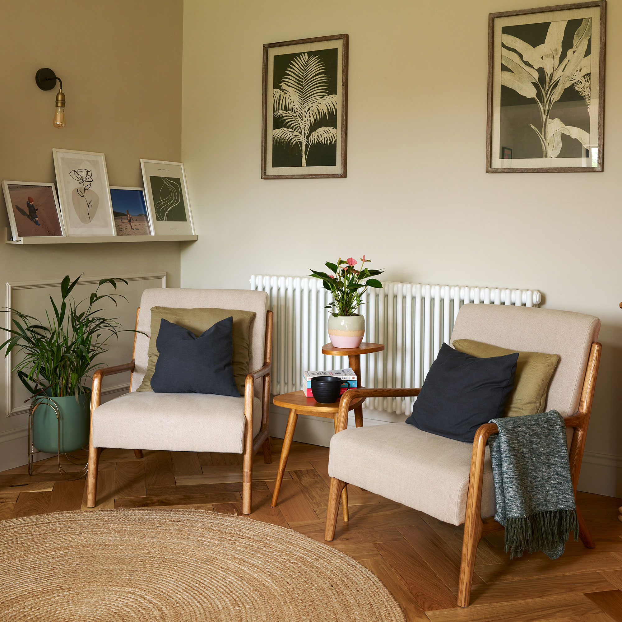 Pink chairs in living room