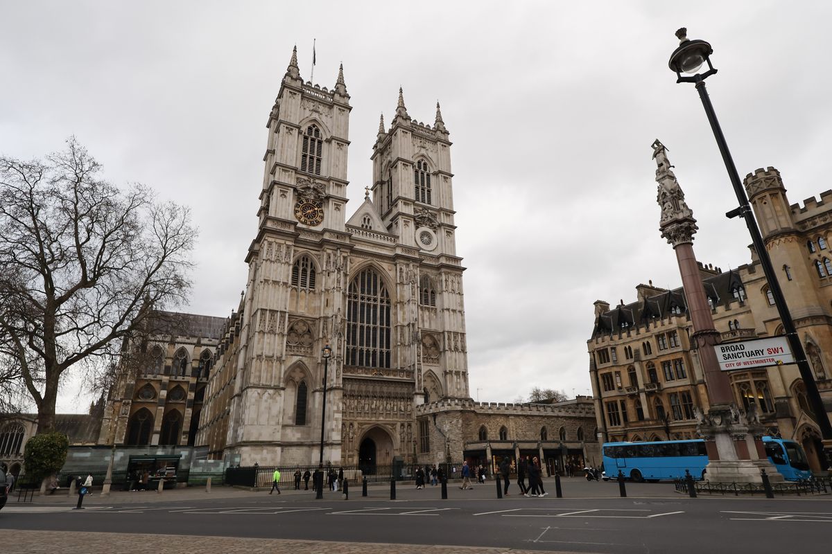 Westminster Abbey from across a road