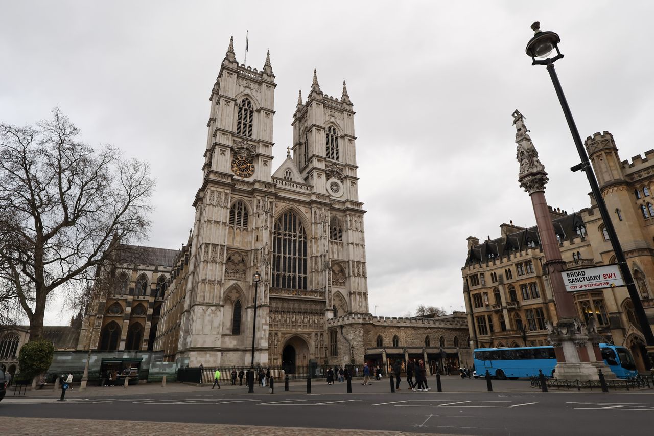 Westminster Abbey from across a road