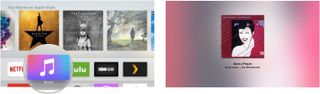 Selecting a track in Music on Apple TV