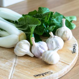 kitchen table with veggies