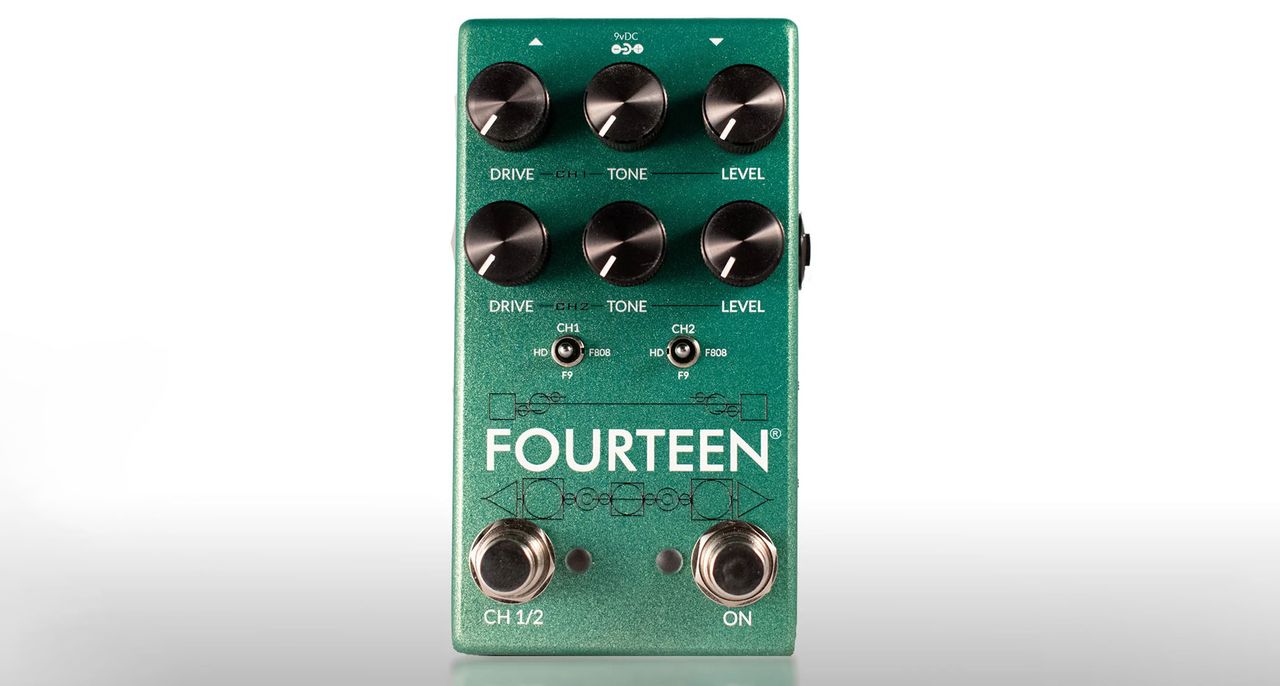Fortin Fourteen Dual Boost Overdrive: the new tricked-out green stompbox from Mike Fortin packs two Tube Screamer OD flavours in one housing and is packed with features.