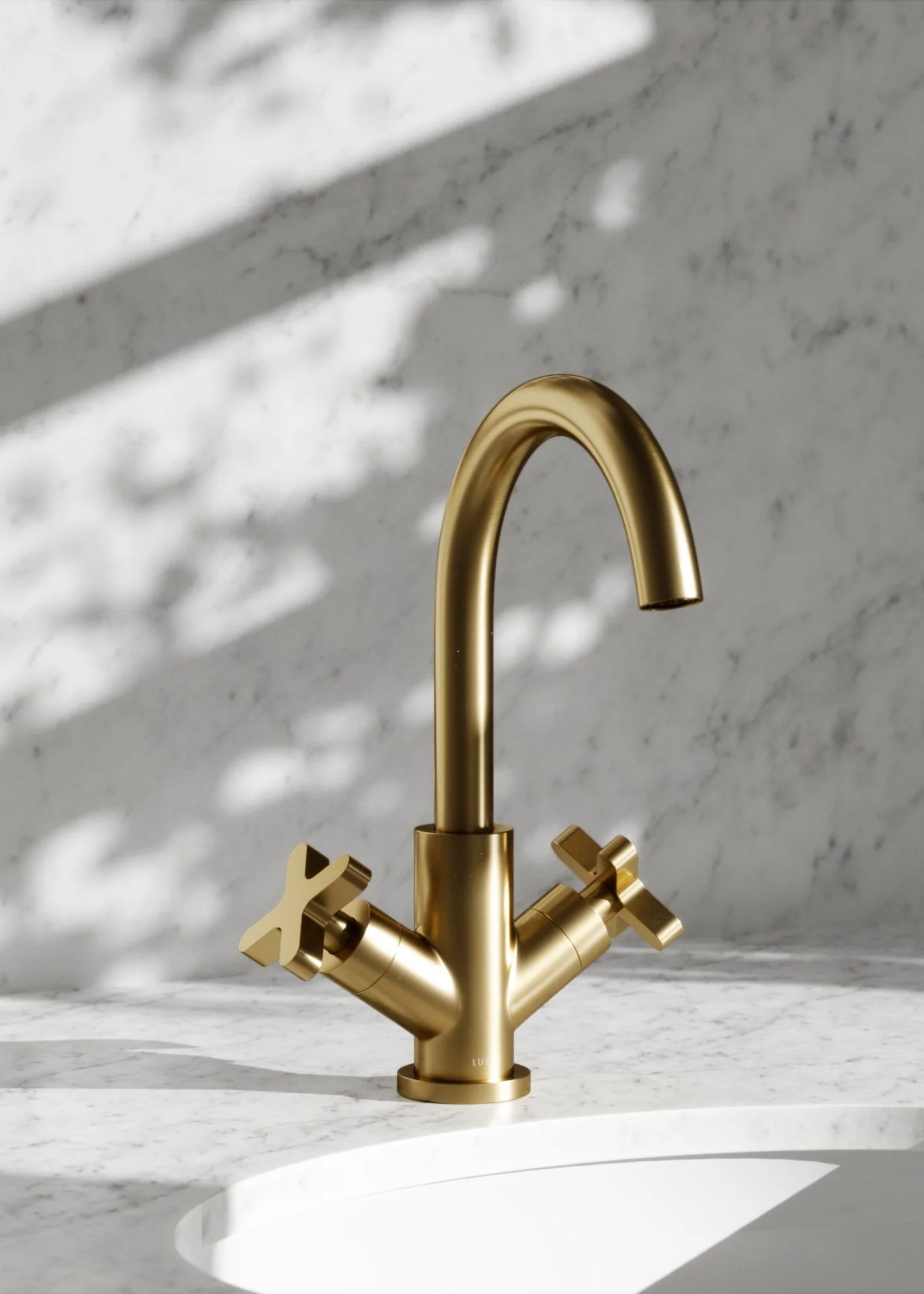 Lusso Stone, Regal Brushed Gold Crosshead Basin Mixer Tap