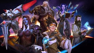 Promotional artwork featuring several of heroes from Blizzard Entertainment's games.