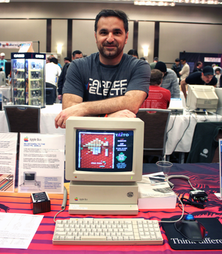 VCF exhibitor Levia Maaia brought the Apple IIGS from his childhood to the show. At the time (1986), this PC featured the best graphics and sound of the entire Apple II family. However, review publications had mixed opinions about it. Compute! considered the IIGS a serious competitor to the Commodore Amiga and the Atari ST, while BYTE thought its aging architecture would only encourage software developers to improve programs initially written for the Apple II.