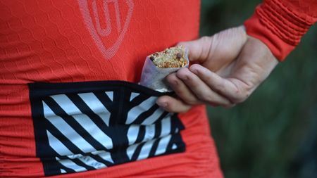 Image shows a rider fuelling with real food.