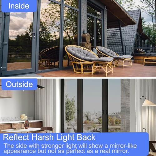 Gufoltie Window Film Privacy One Way Clear Heat Reflective Uv Window Tint Mirror Film for Glass Windows Sun Blocker See Out Not in for Home Office Silver 60x200cm