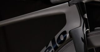 a black detail shot of the headtube of the new cervelo S5