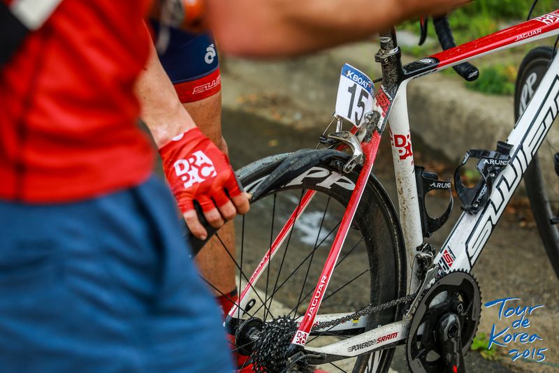 Bernard Sulzberger's bike is in need of a new rear wheel
