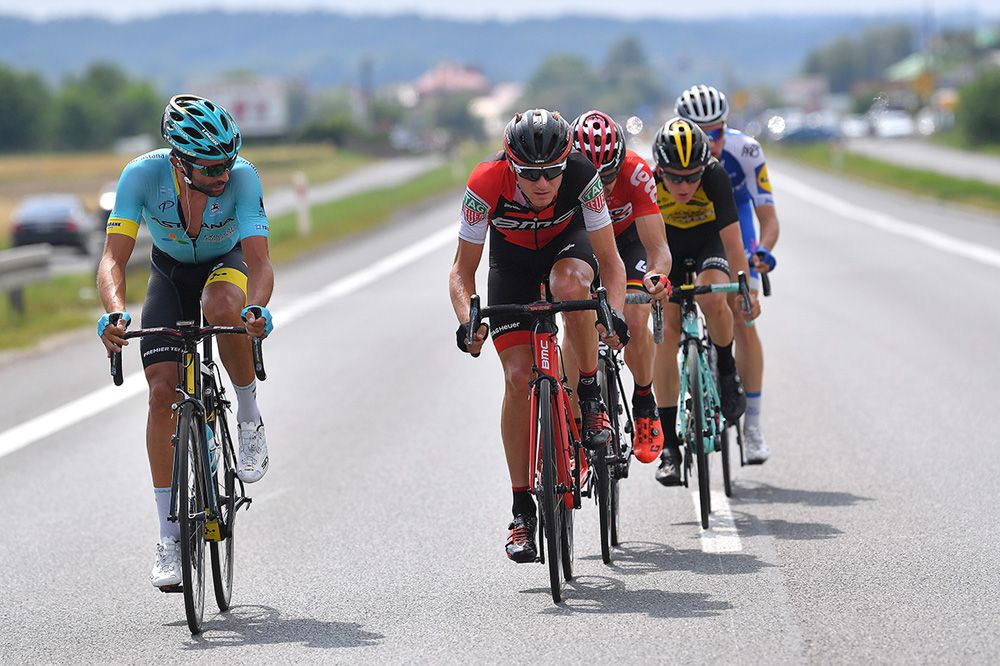 Moreno Moser (Astana) moves off the front of the break of the day