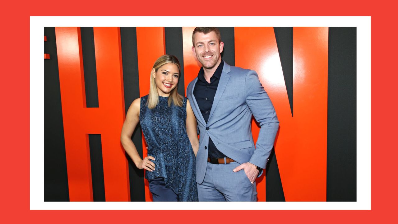 HOLLYWOOD, CALIFORNIA - MARCH 09: Giannina Gibelli and Damian Powers attend the premiere of Universal Pictures&#039; &quot;The Hunt&quot; at ArcLight Hollywood on March 09, 2020 in Hollywood, California.