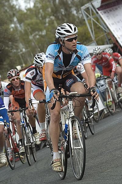 Luke Davison (Jayco/AIS) in action during the stage nine criterium in Euston.