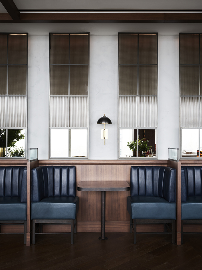 Booth at Manhatta restaurant, New York, USA