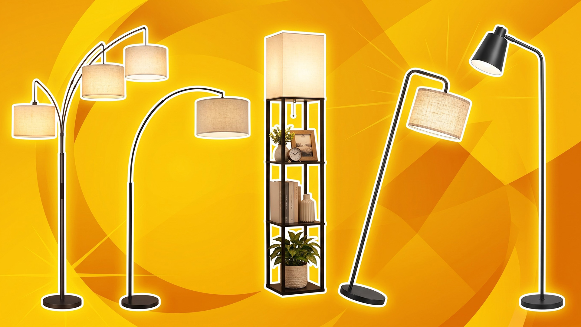 A selection of standing lamps.