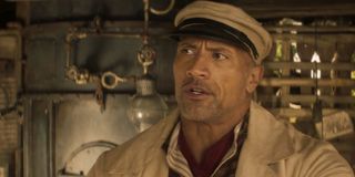 Dwayne Johnson in the engine room of his ship in Jungle Cruise.