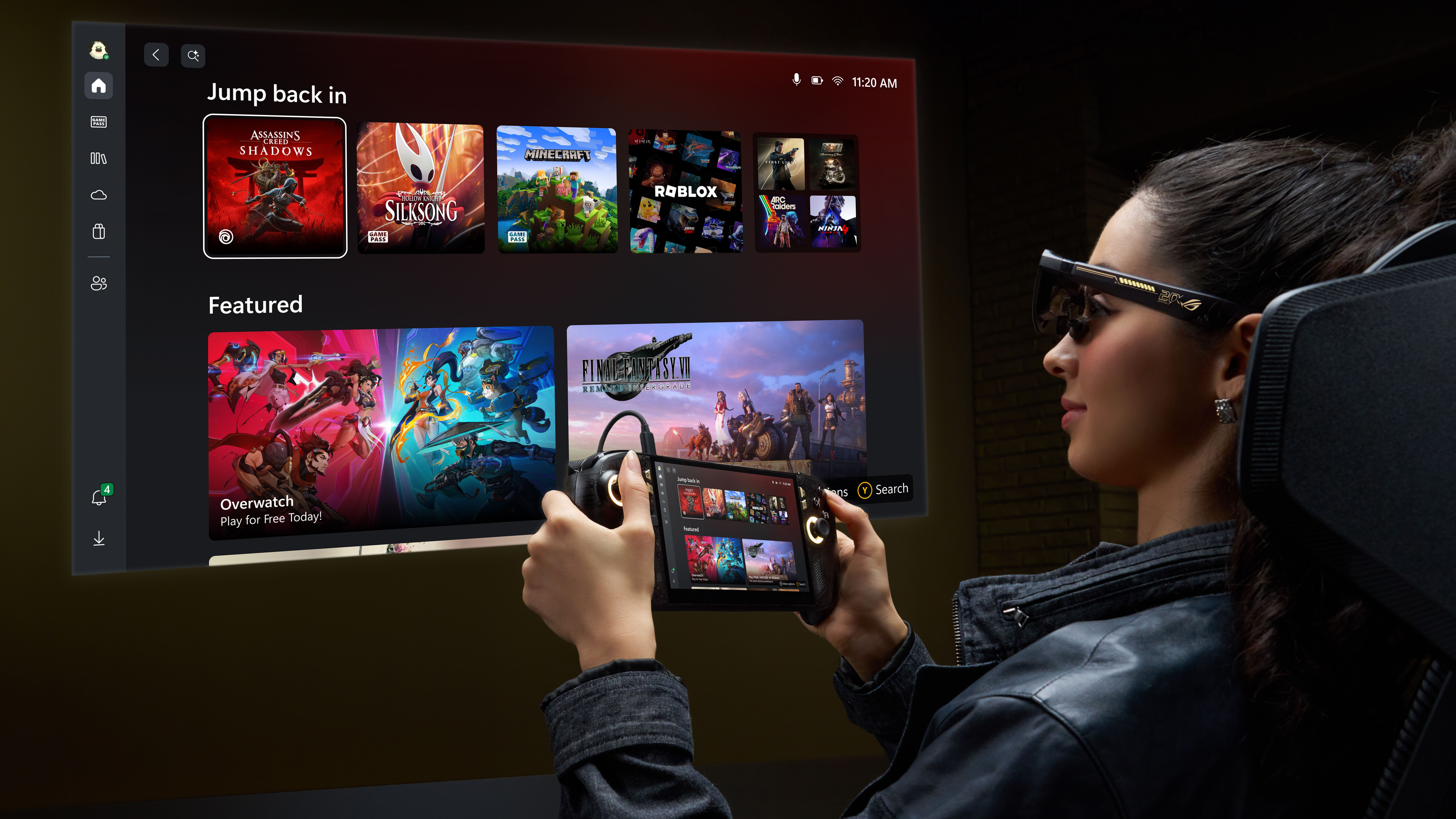 ROG Xbox Ally X20 with XReal glasses
