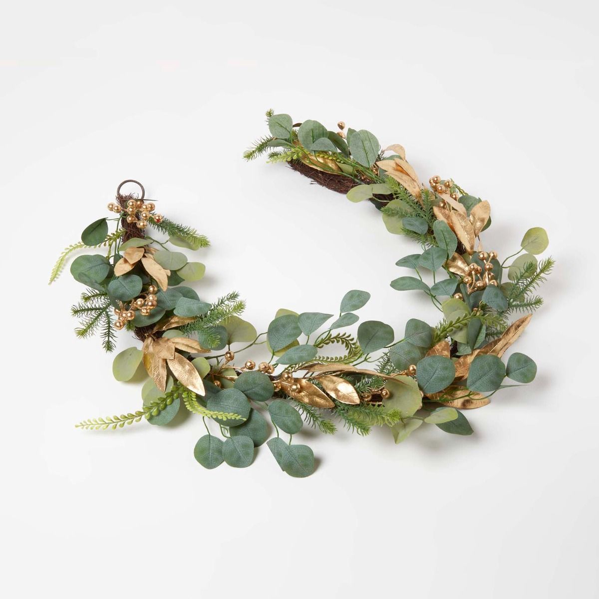 Gold & Green Eucalyptus Christmas Garland, 152 cm