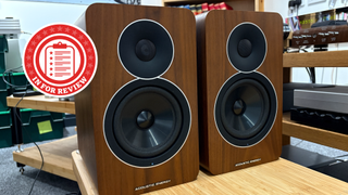 Acoustic Energy speakers on testing rack