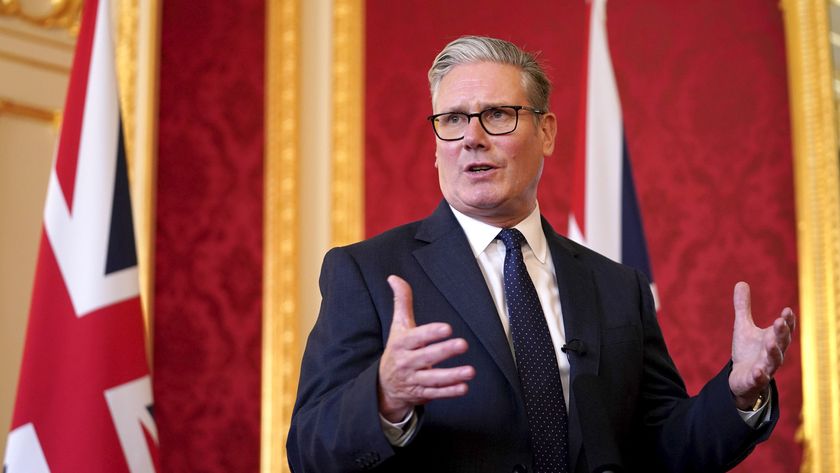 UK Prime Minister Keir Starmer in front of the Union Jack.