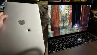 M1 MacBook Air stopping a fragment of an artillery shell