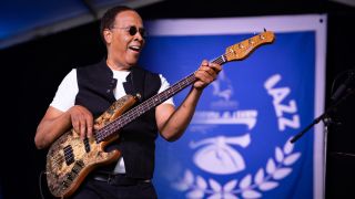 NEWPORT, RHODE ISLAND - AUGUST 03: Stanley Clarke of Stanley Clarke N 4Ever performs during the 2024 Newport Jazz Festival at Fort Adams State Park on August 03, 2024 in Newport, Rhode Island. 